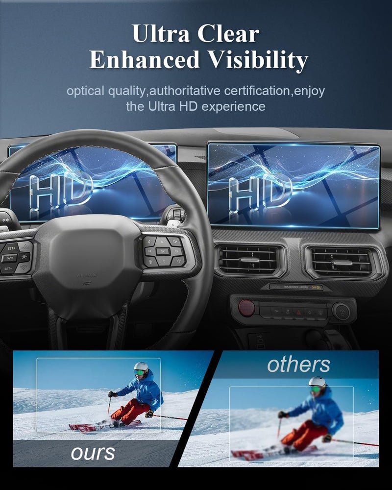 BIBIBO 2Pcs for 2024 2025 Ford Mustang Screen Protector 2024 2025 Ford Mustang 13.2" Navigation &12.4" Dashboard Display Tempered Glass[Anti Glare& Scratch Ultra-Clear] 2024 2025 Ford Mustang Accessories 2024 Mustang 2024 2025 - Image 4